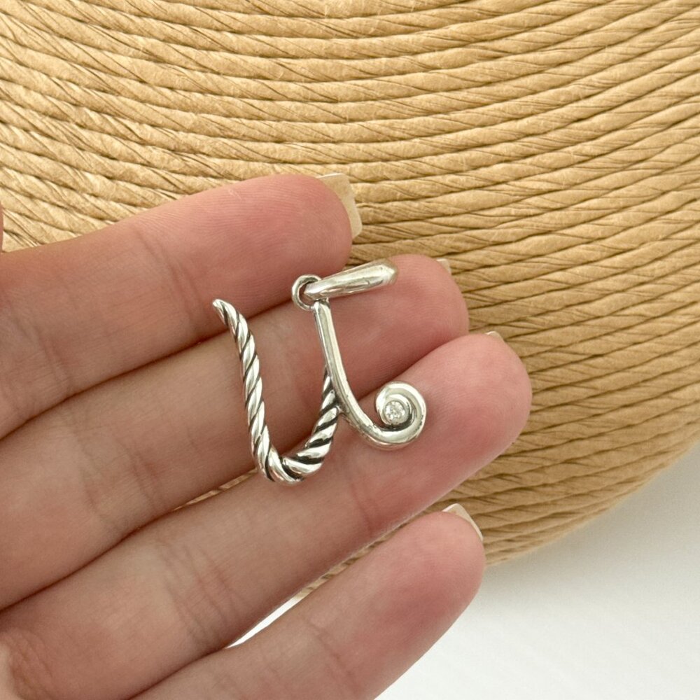 David Yurman Script Initial U Amulet .925 Sterlin… - image 4